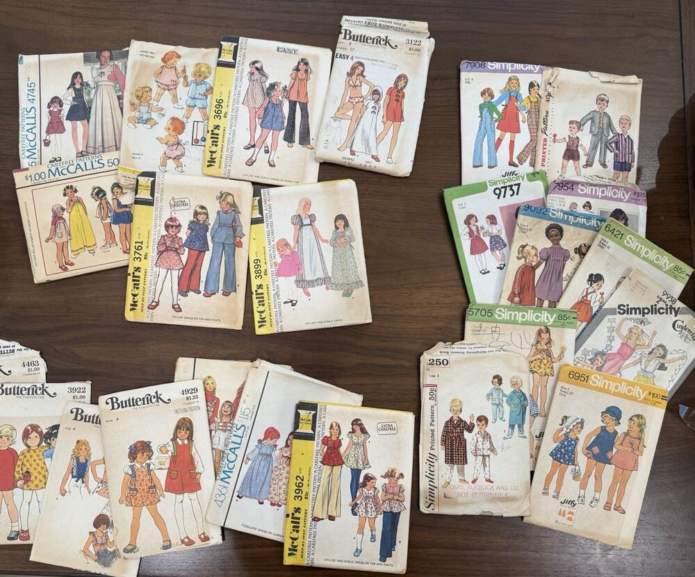 Vintage Sewing Pattern Lot Simplicity McCall’s Butterick Girls Kids 1960s-80s